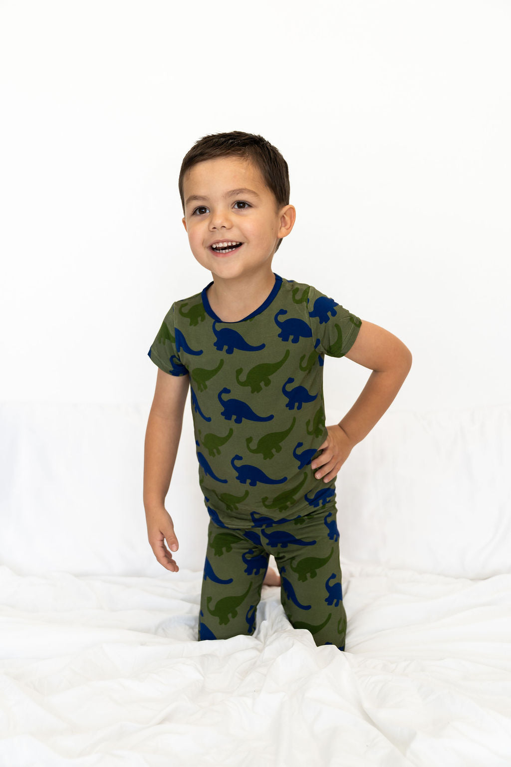 Dinosaur Print Toddler Short Sleeve Bamboo Sleepwear