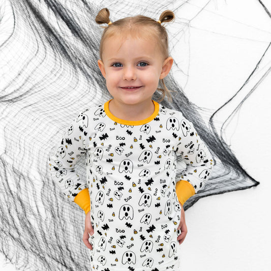 SALE: Halloween Orange Long Sleeve Bamboo Sleep Set