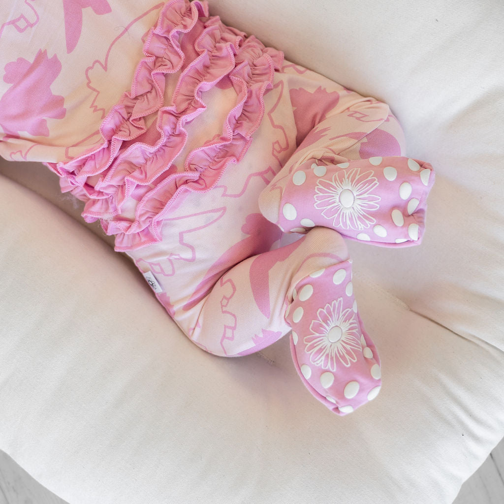 Dinosaur Pink Bamboo Onesie