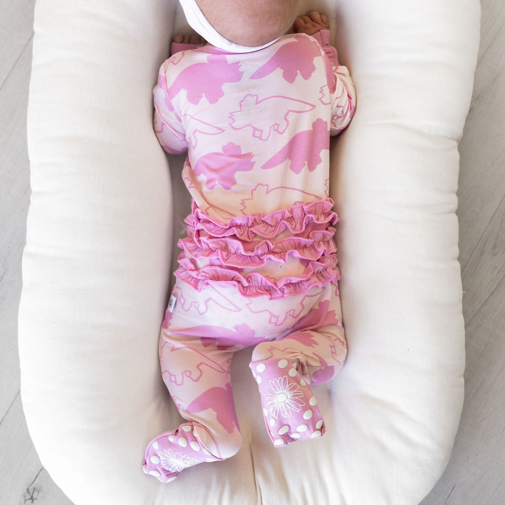 Dinosaur Pink Bamboo Onesie