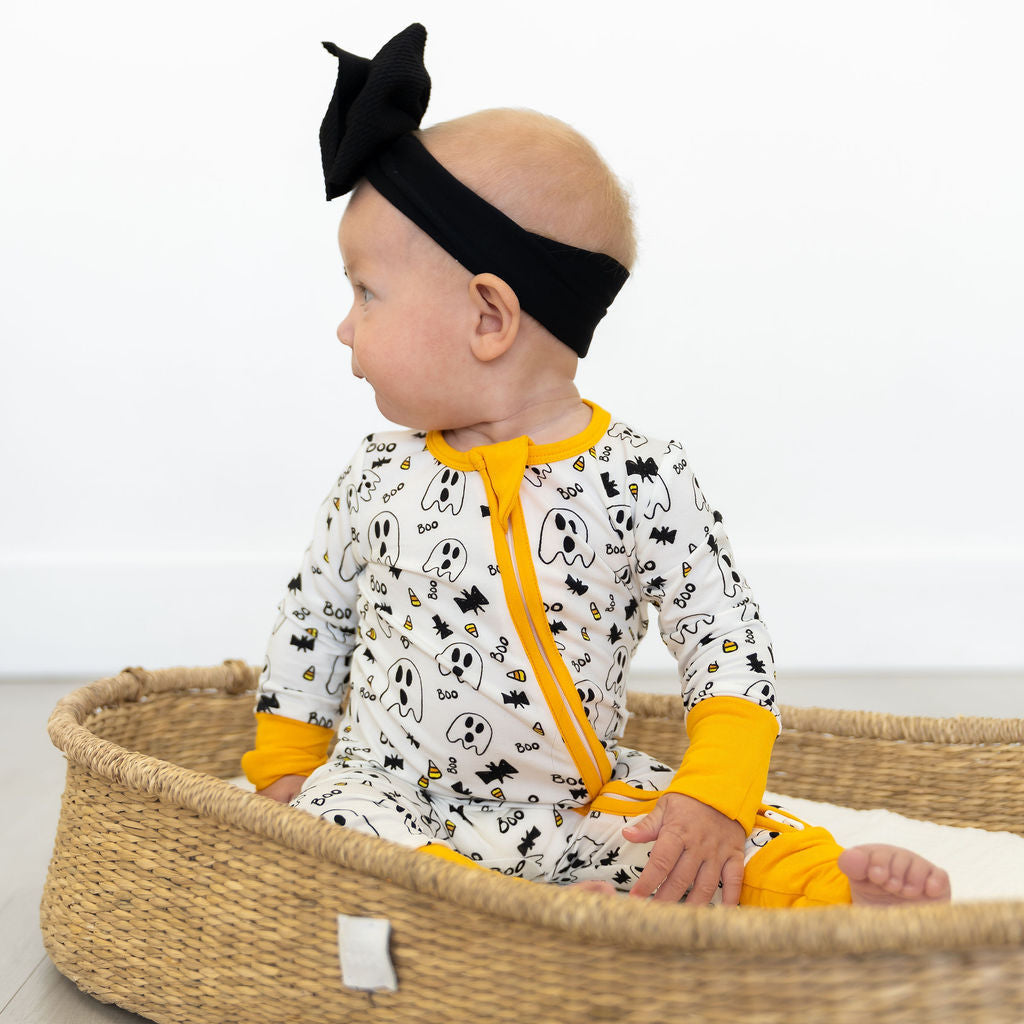SALE: Halloween Orange Trim Bamboo Onesie
