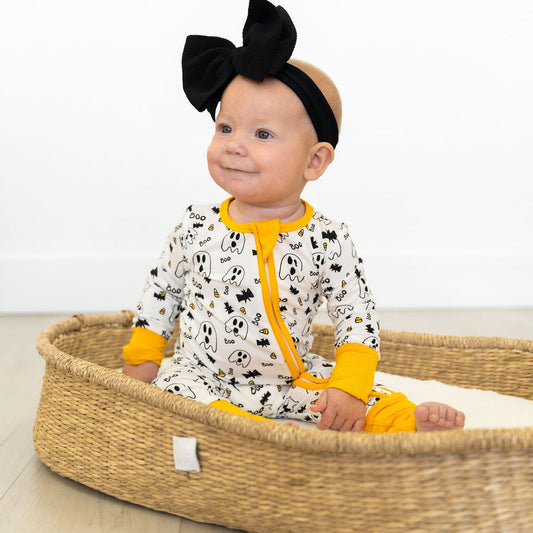 SALE: Halloween Orange Trim Bamboo Onesie
