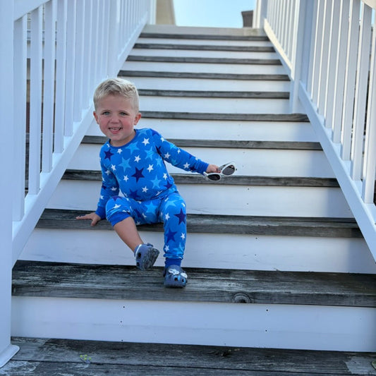 Star Blue Long Sleeve Bamboo Sleep Set