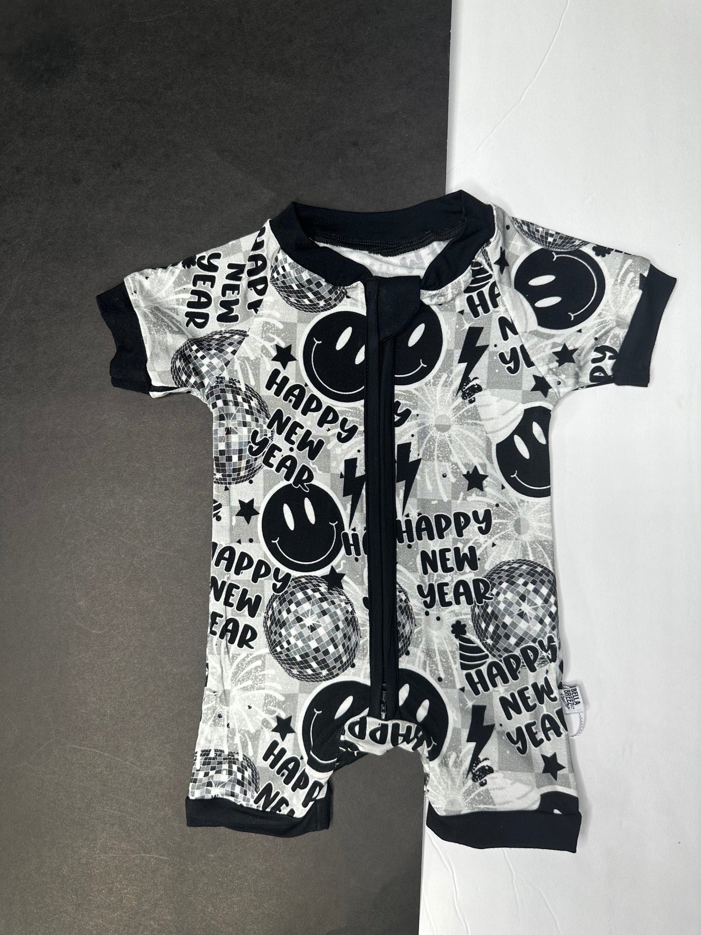 Happy New Year Bamboo Shortie Romper (FINAL SALE)