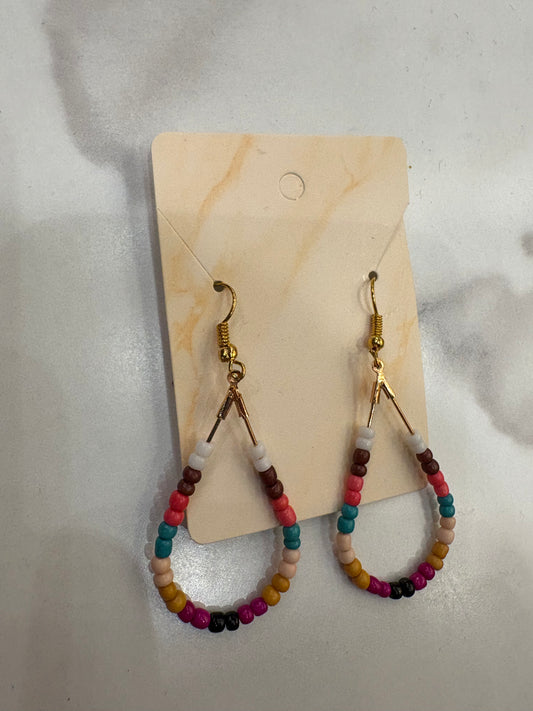 Multicolored Beaded Teardrop Earrings