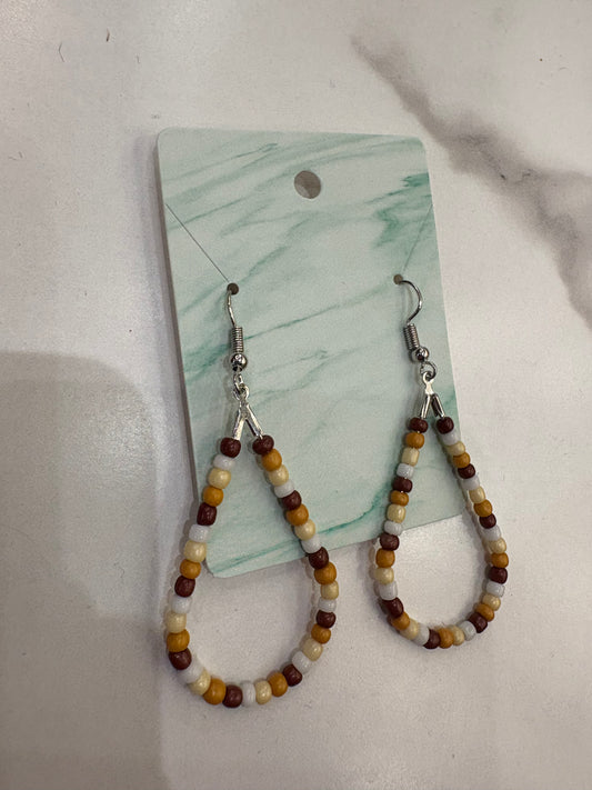 Neutral Beaded Teardrop Earrings