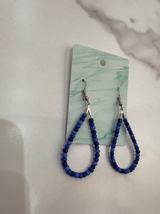 Teardrop Beaded Earrings in Cool Coastal Tones