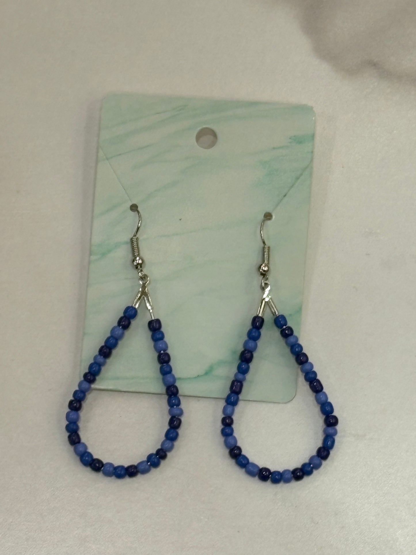 Teardrop Beaded Earrings in Cool Coastal Tones