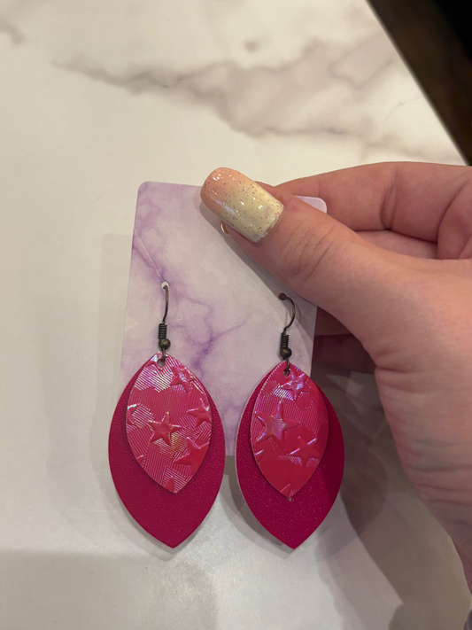 “Perfectly Yours” Iridescent Statement Earrings – Hot Pink on Pink