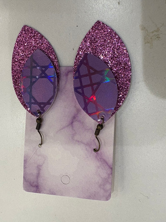 Perfectly Yours – Iridescent Purple Faux Leather Earrings