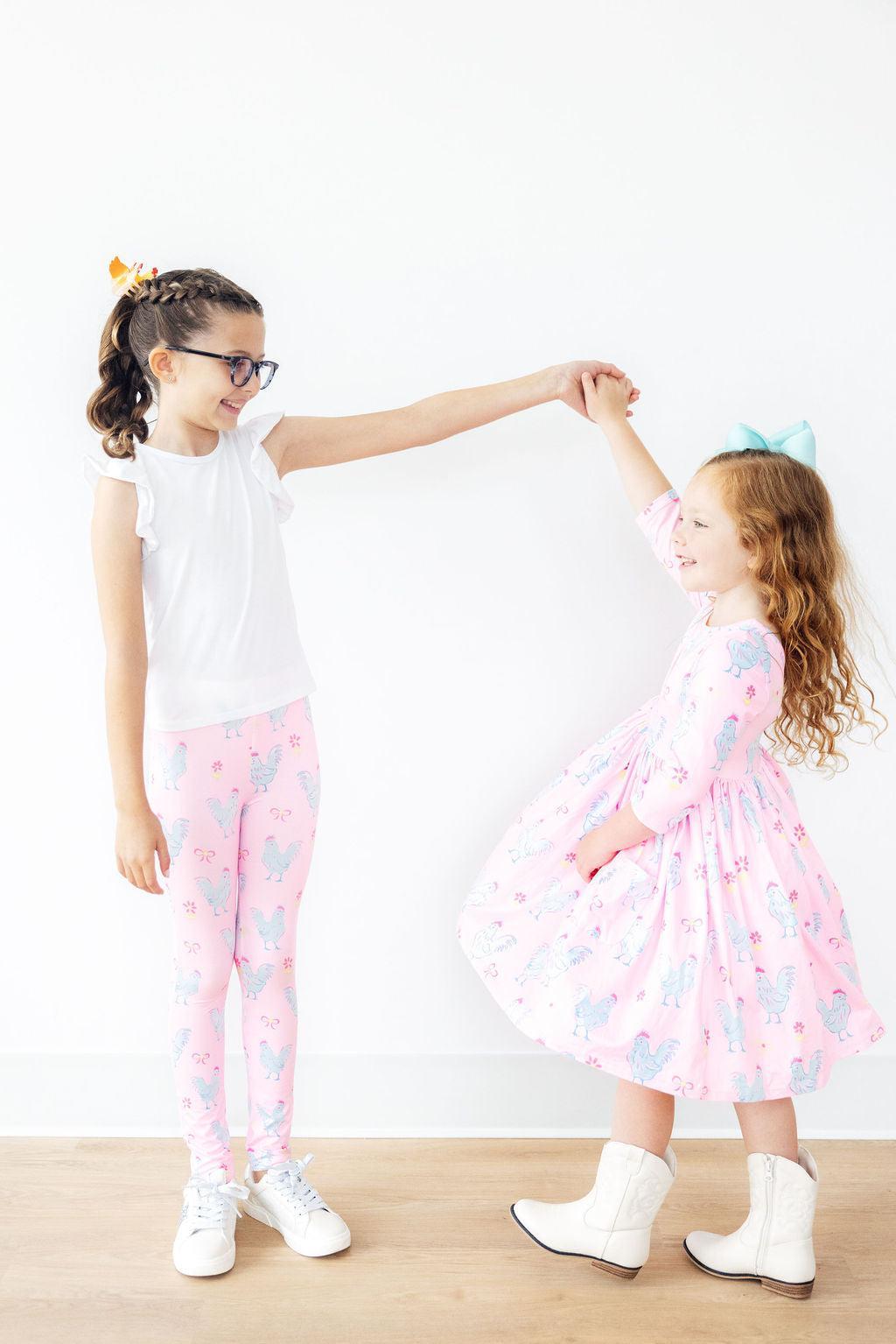 Little Miss Chickie 3/4 Sleeve Pocket Twirl Dress