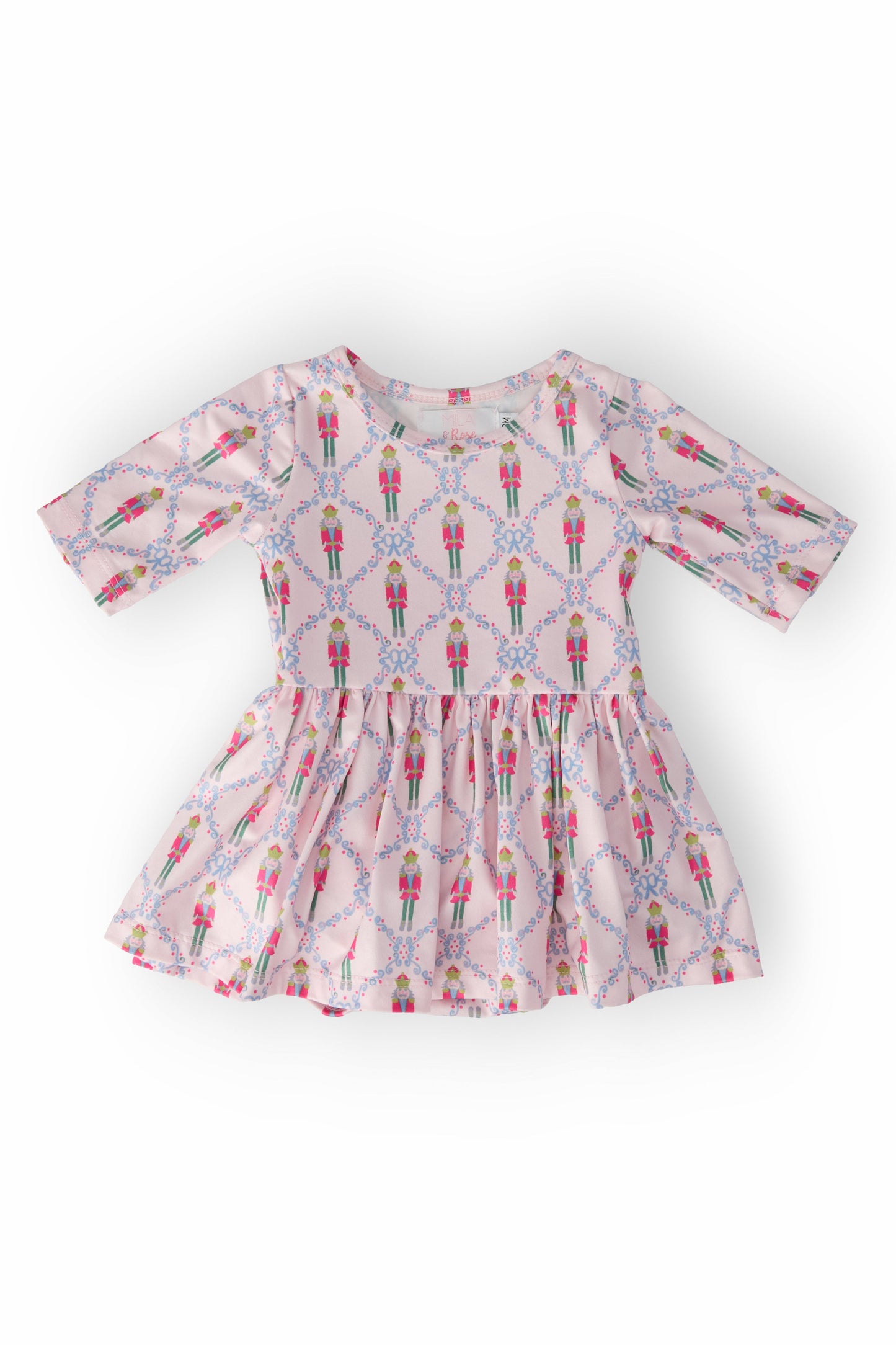 Pink Nutcracker 3/4 Sleeve Twirl Bodysuit