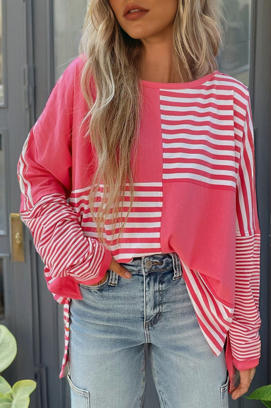 Pink Stripe Colorblock Top FB