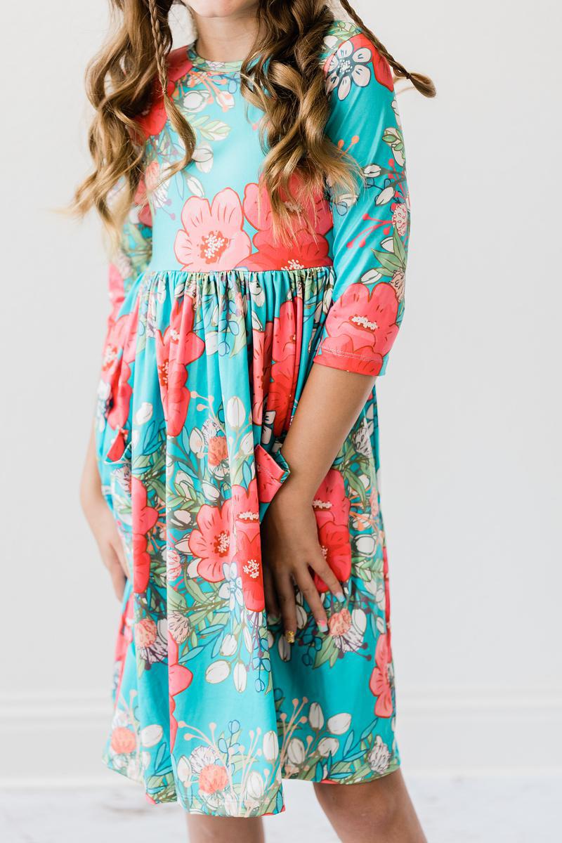 SALE After the Rain 3/4 Sleeve Pocket Twirl Dress