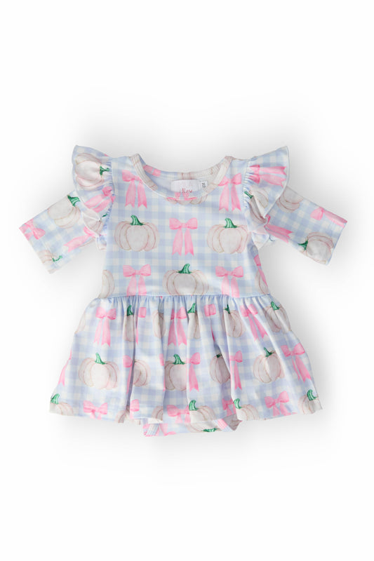 SALE Pumpkin Picnic Twirl Flutter Bodysuit