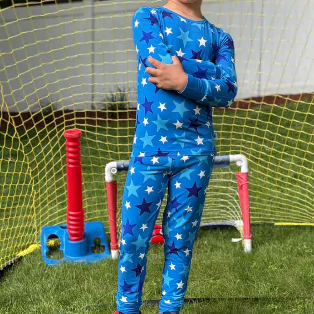 Star Blue Long Sleeve Bamboo Sleep Set