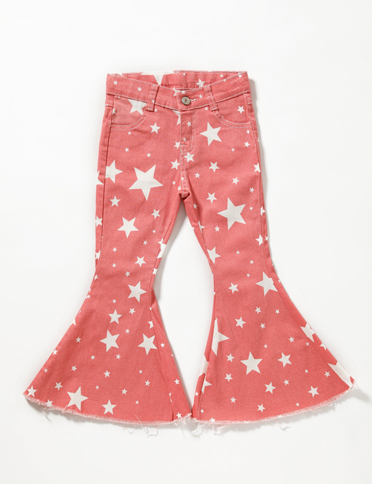 Pink Stars Flare Jeans w/ Waist Cinchers