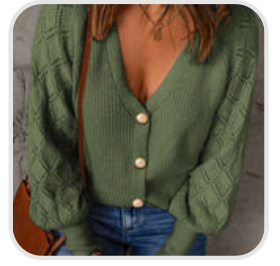 Bishop Sleeve Cardigan Sweater (Green)