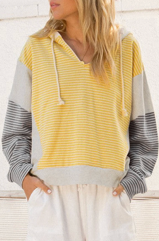 Yellow Stripe Hoodie Top RTS