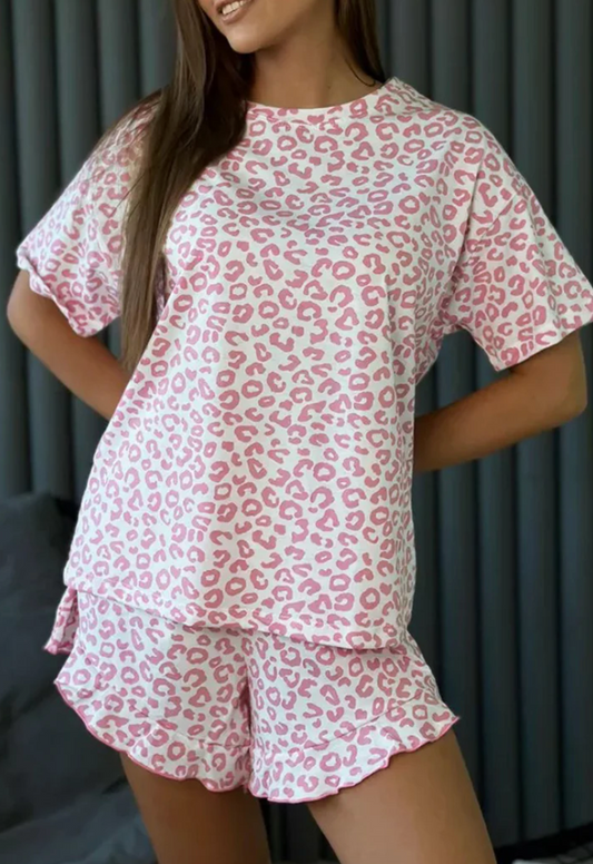 Pink Leopard Crew Set September.
