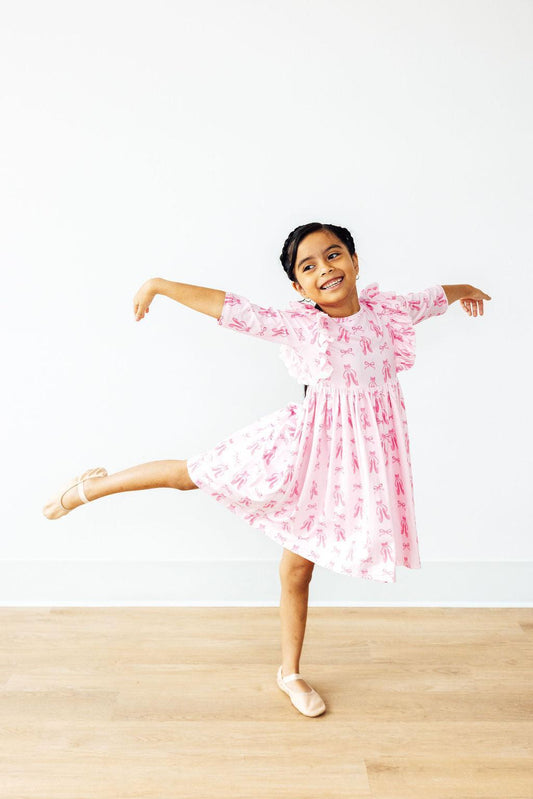 SALE Twirling en Pointe 3/4 Sleeve Ruffle Twirl Dress