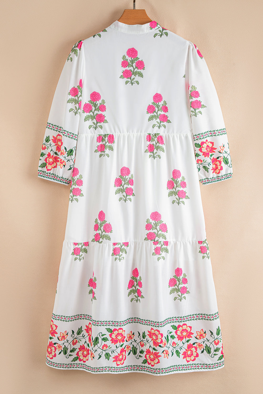 White Floral Mandarin Neck Maxi LT