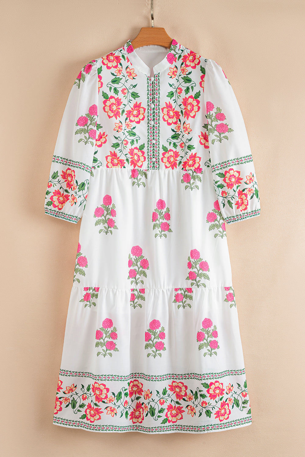 White Floral Mandarin Neck Maxi LT