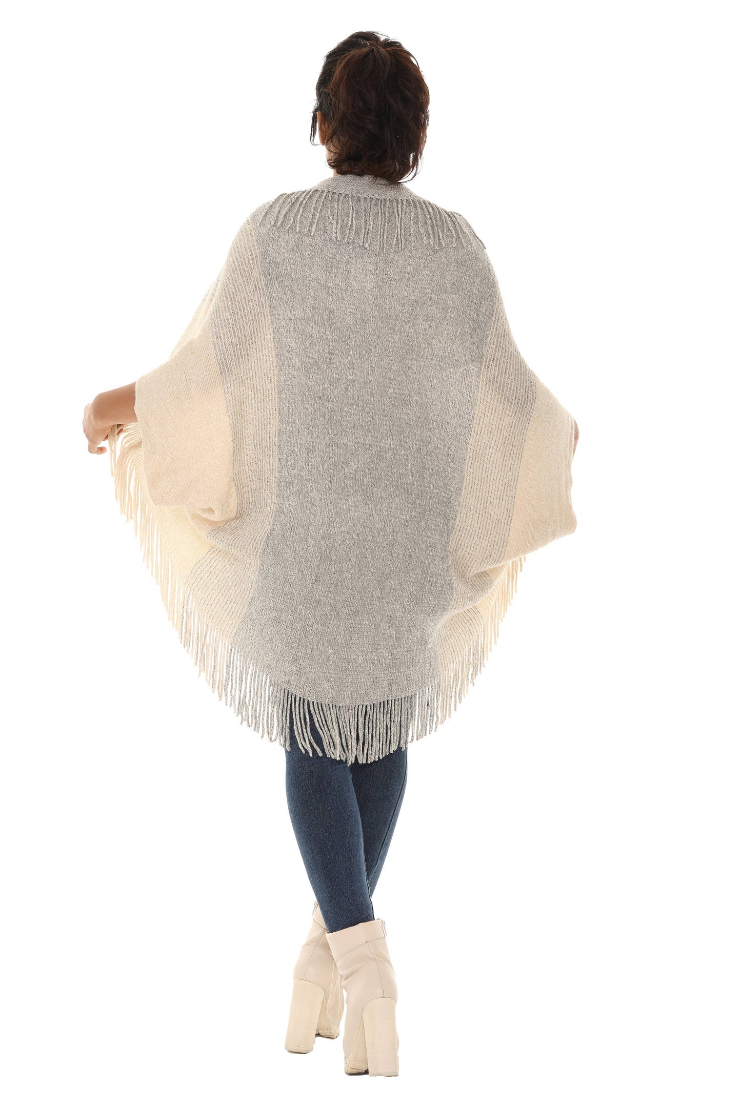 Fringed Duo-Tone Poncho