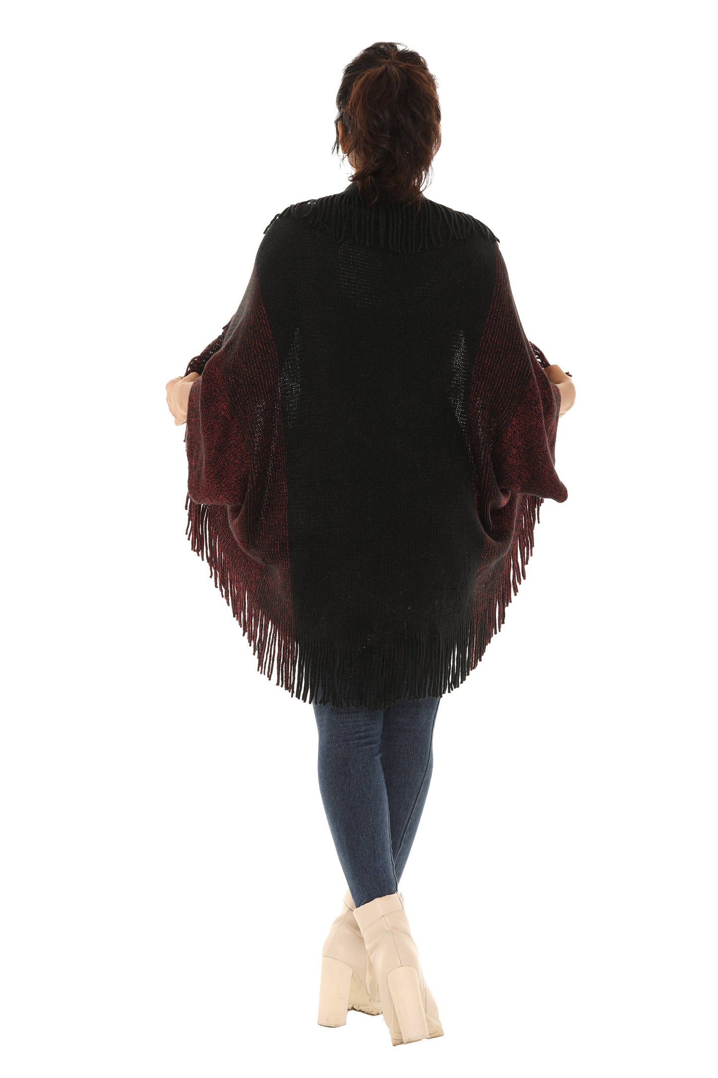 Fringed Duo-Tone Poncho