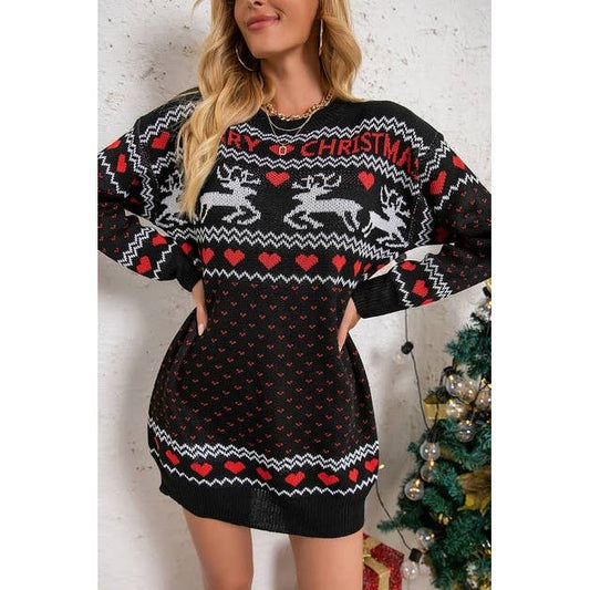 Round Neck Printed Sweater