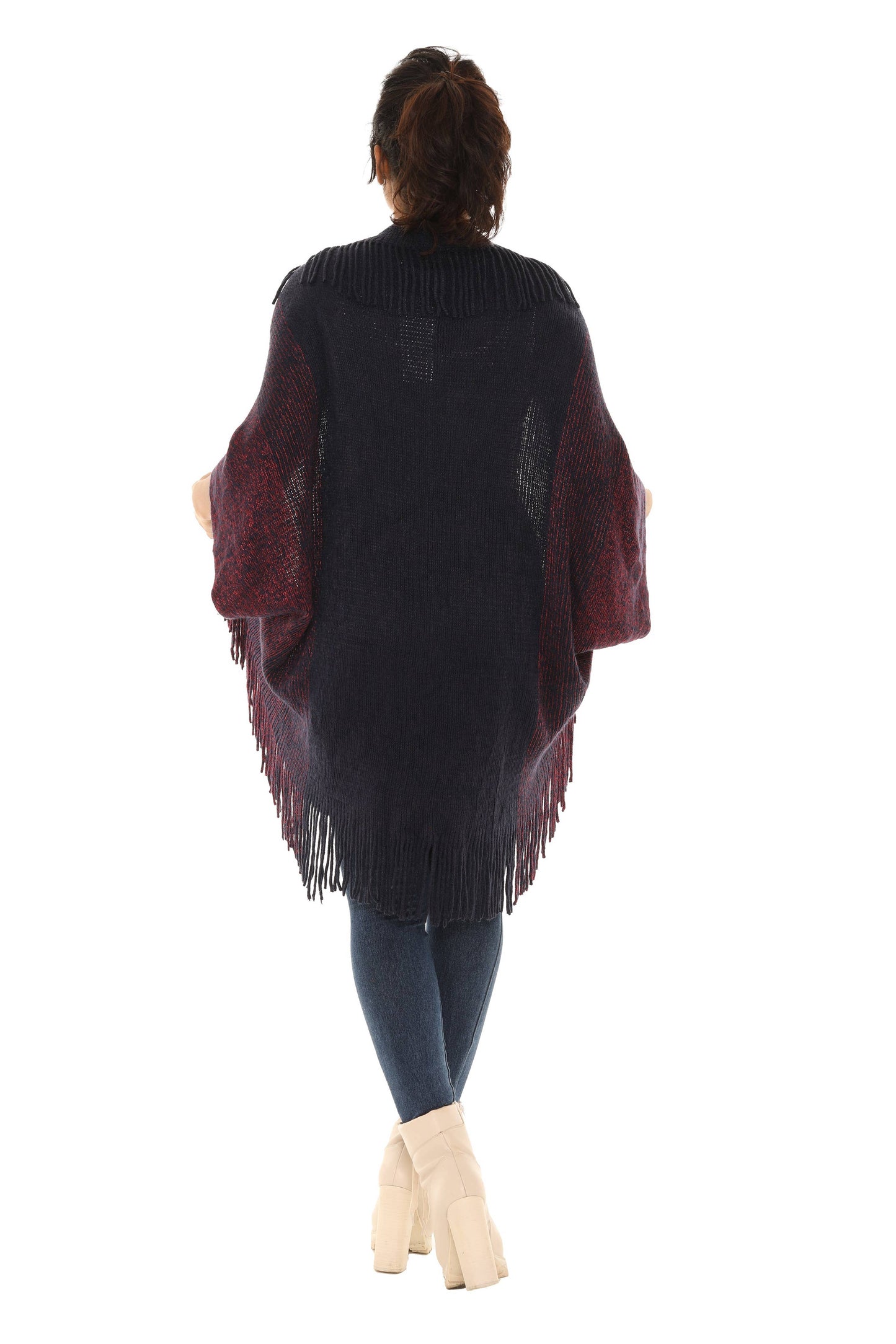 Fringed Duo-Tone Poncho