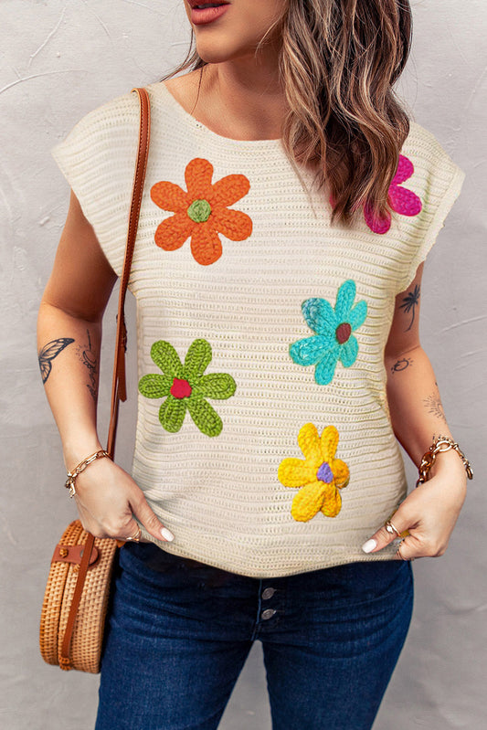 Flower Crochet Knitted Top FB