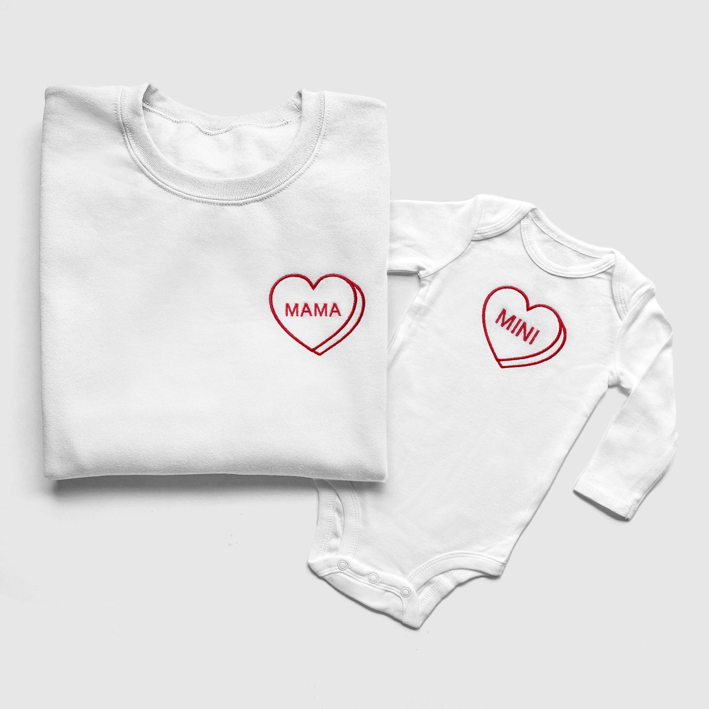 Personalized Candy Heart Sweatshirts & Baby Outfits