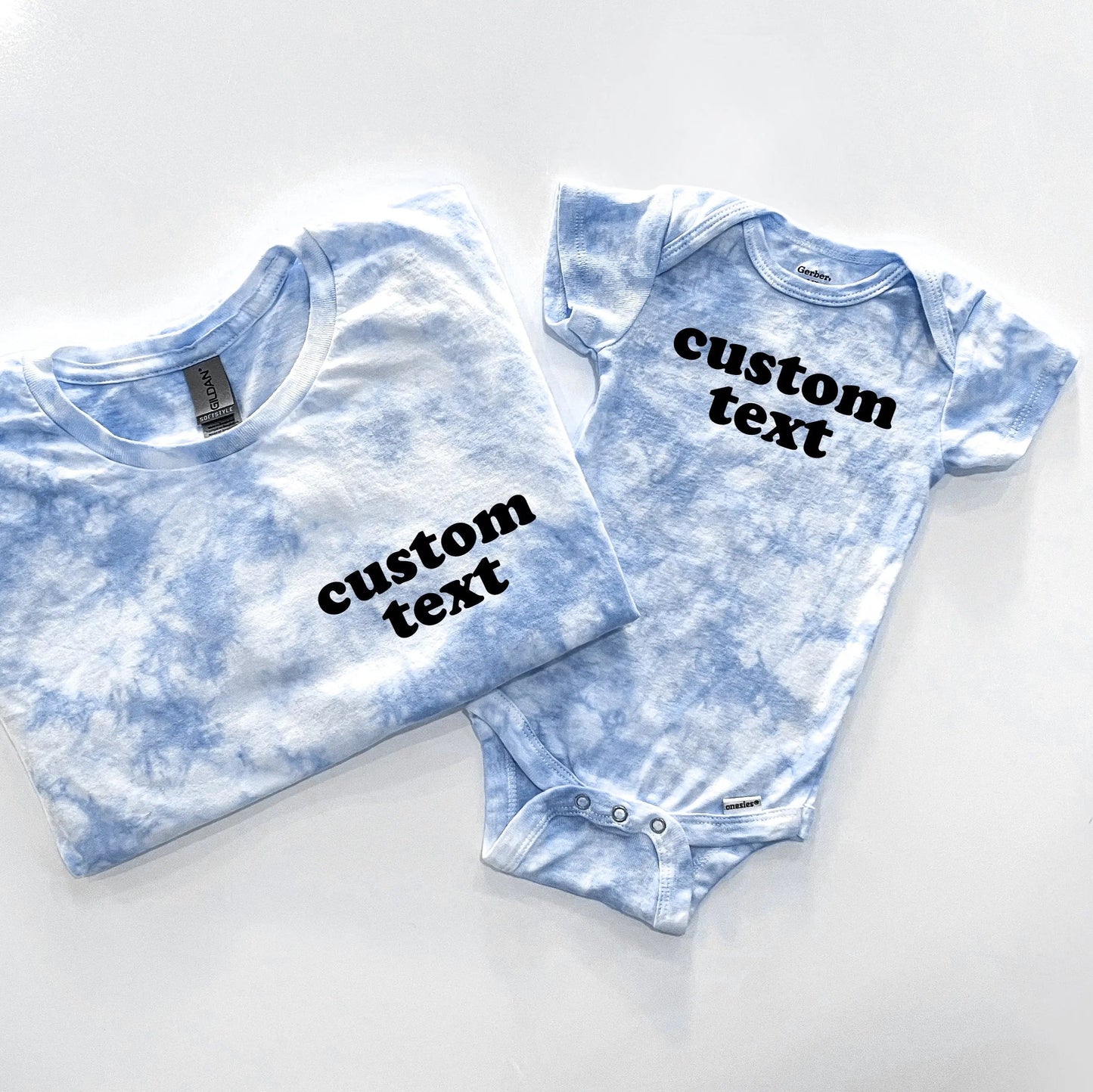 Personalized Tie Dye Shirts | Set of 2 For Adult and Baby Matching