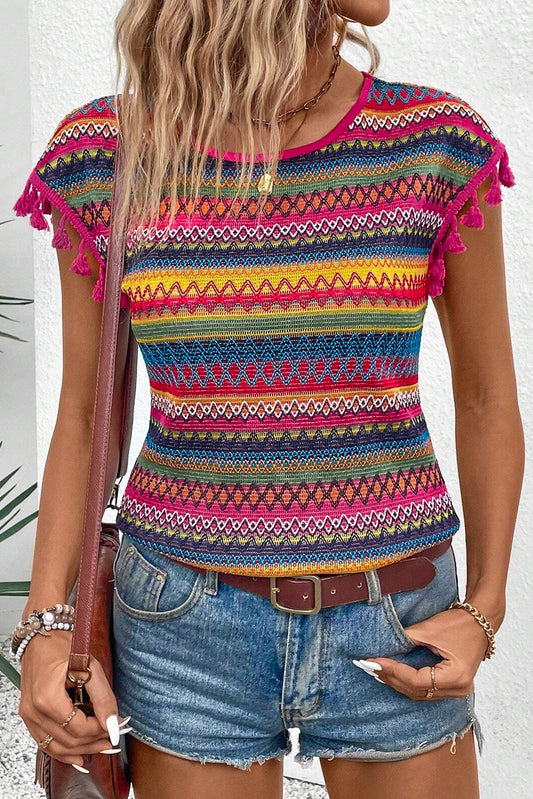 Textured Tassel Cap Sleeve FB