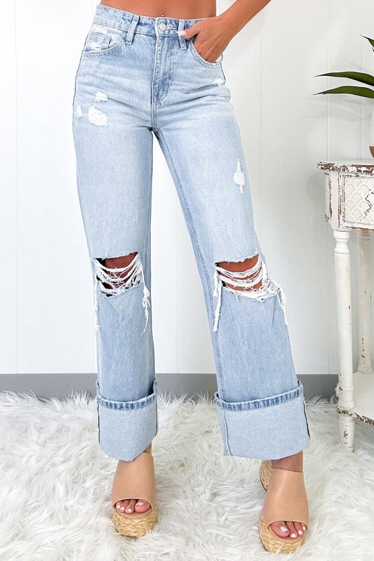 Distressed Light Wash Jeans FB