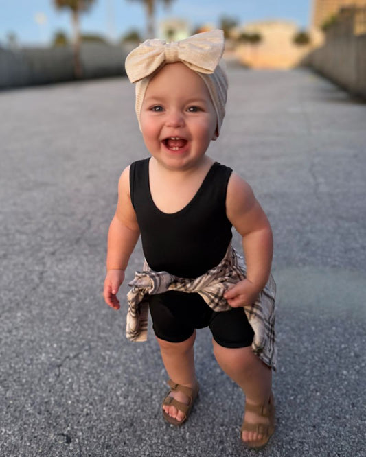 Gigi Bikeshort Romper - Black