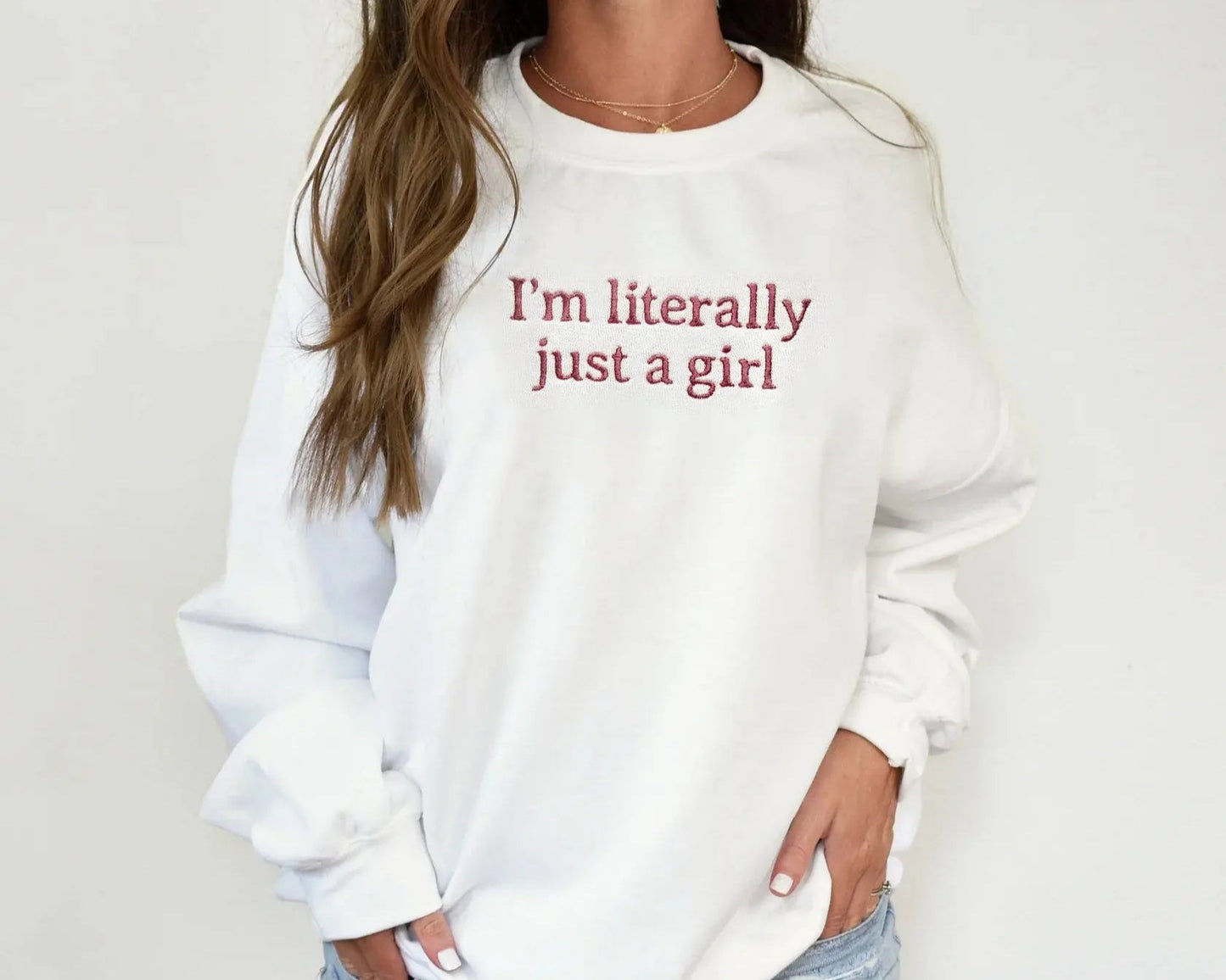 Embroidered "I'm Literally Just A Girl" Mother Daughter Matching Outfits