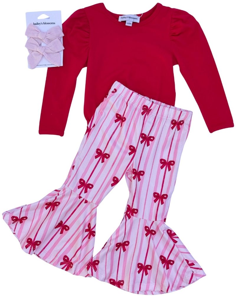 Keely Exaggerated Bell Bottoms - Sweetheart Bows