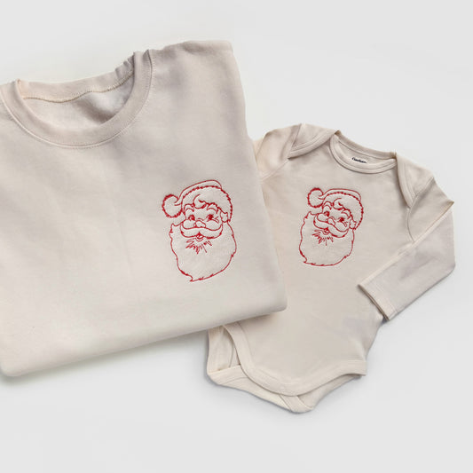 Retro Santa Embroidered Christmas Sweatshirts
