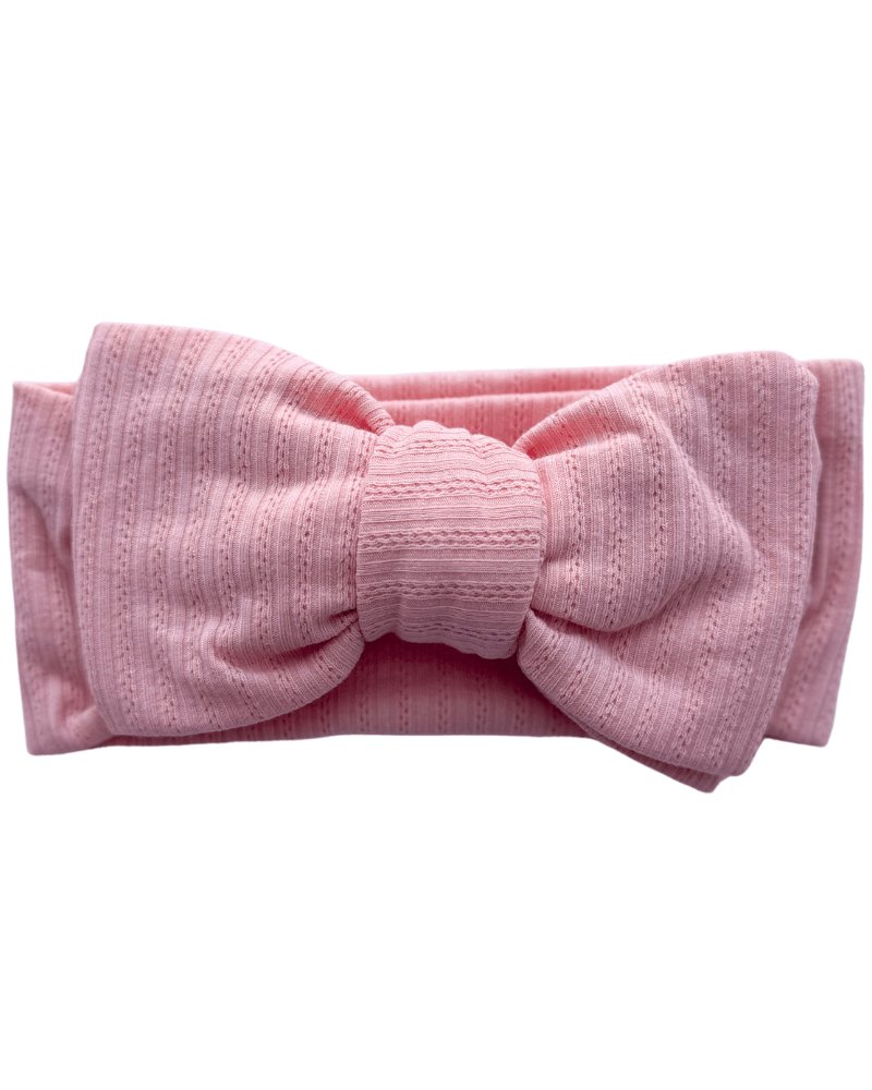 Skinny Knit Large Bow Headband - Pink